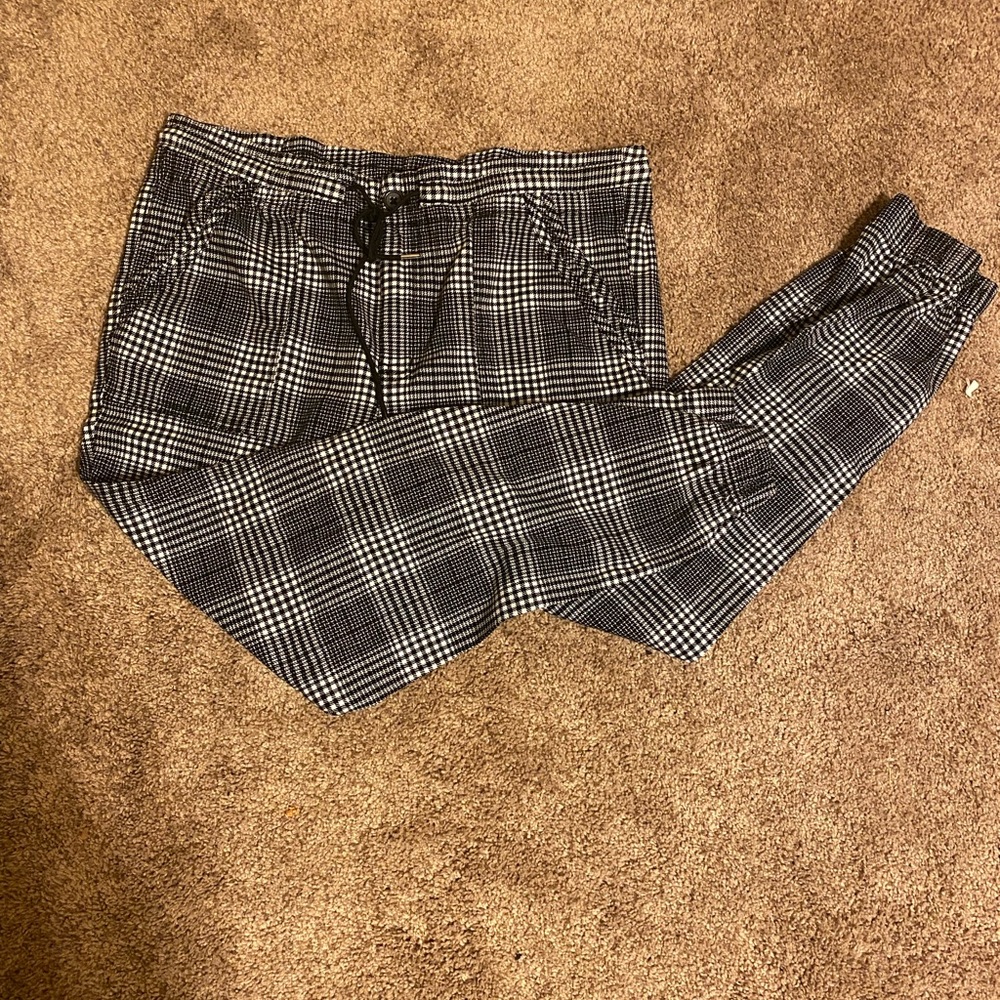 black and white plaid pants
